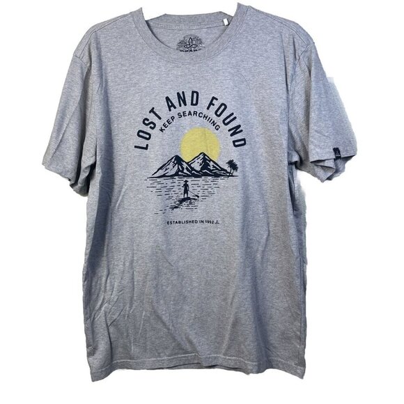 Prana Graphic T Shirt Men's Size M Lost & Found Keep Searching Sandstone SS - Picture 1 of 7